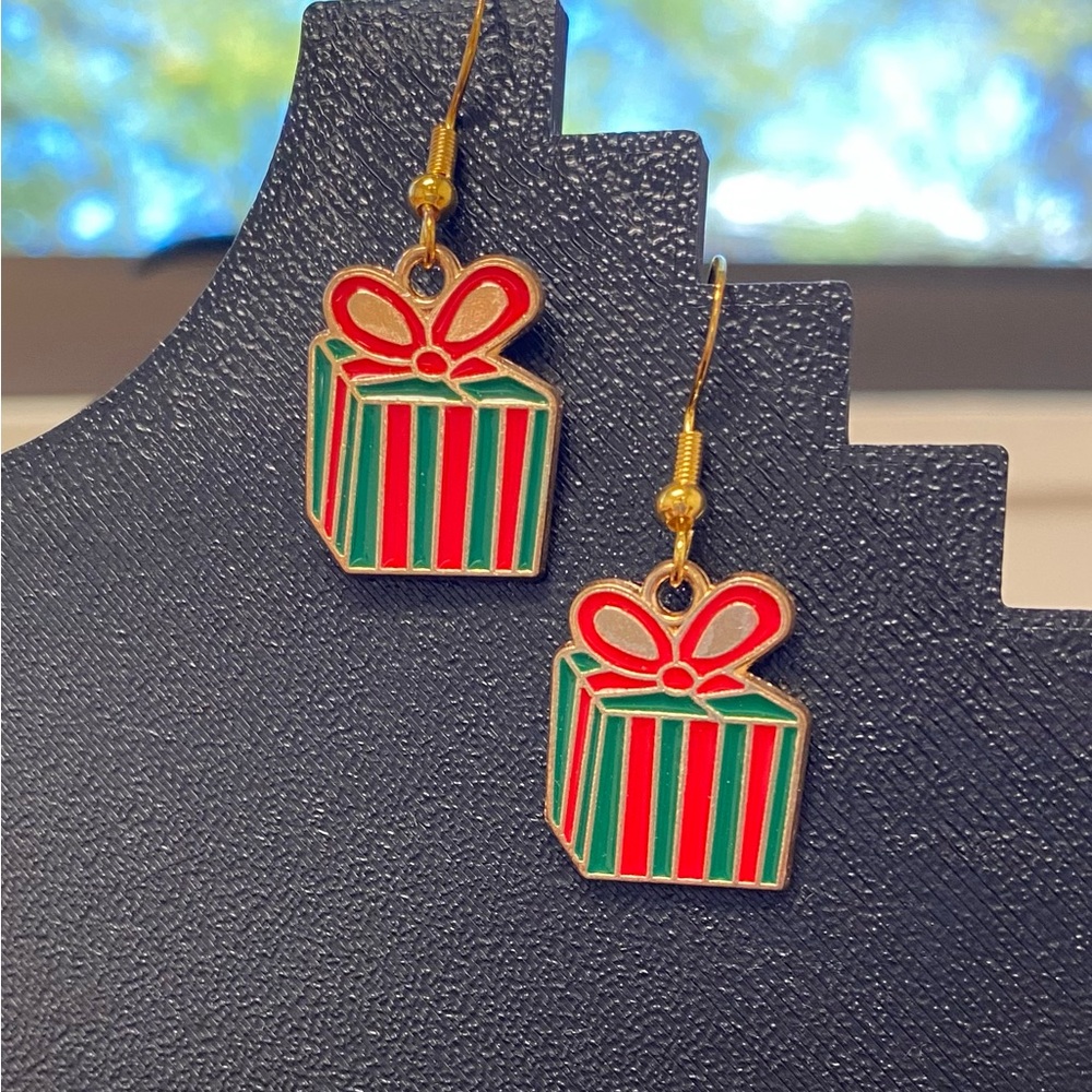 Festive Gift Box Enamel Earrings Are the Perfect Gift